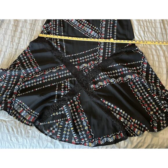 Denim 24/7 | Maxi Dress Womens Black w/Multicolor Geometric Pattern Lace- Sz 14 - Picture 10 of 10